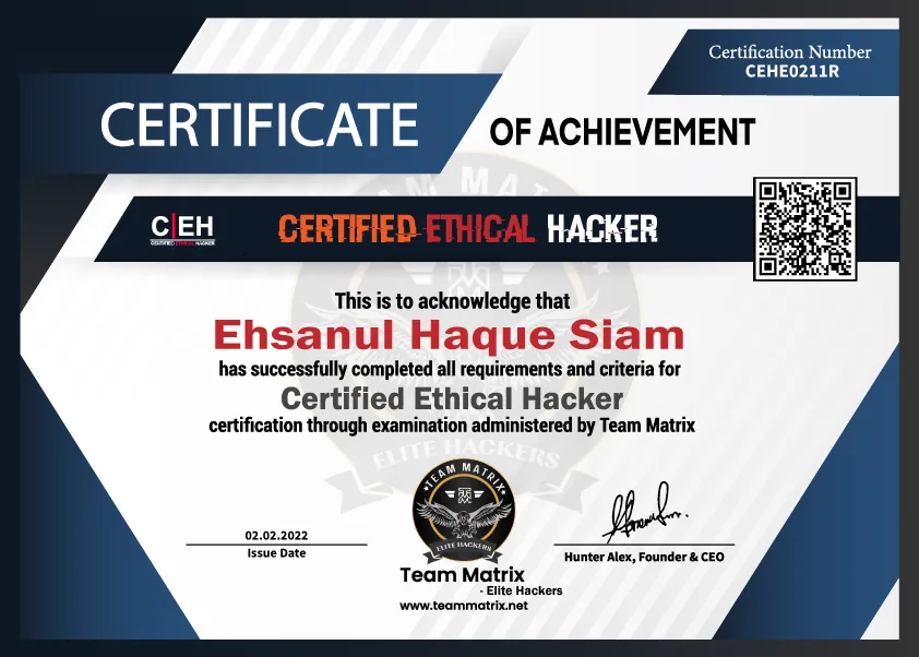 Certified Ethical Hacker - Team Matrix